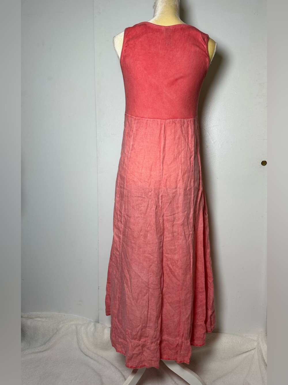 Inizio Made in Italy 100% Linen Sleeveless Midi Dress - Pink/Coral - Size M - Picture 3 of 8